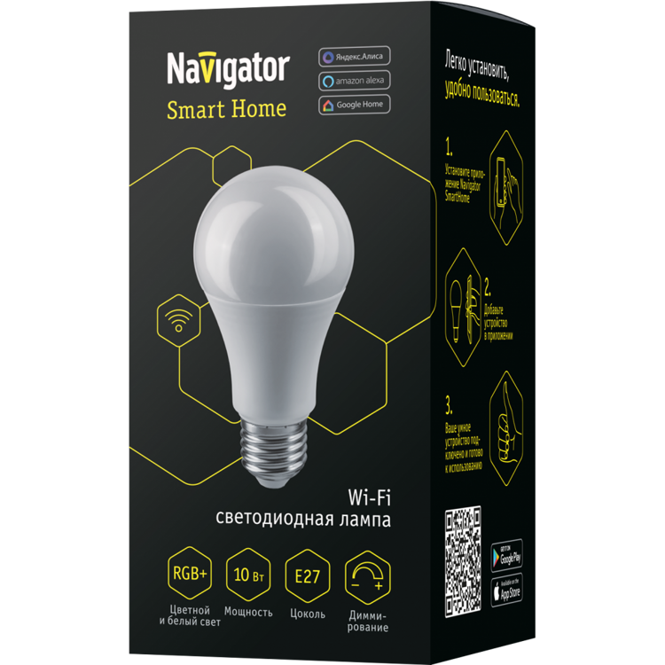 Умная лампа navigator 14 554 NLL-A60-10-230-RGBWWW-E27-WIFI